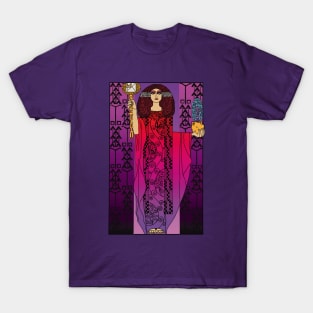 Art nouveau lady 3 (red on purple) T-Shirt